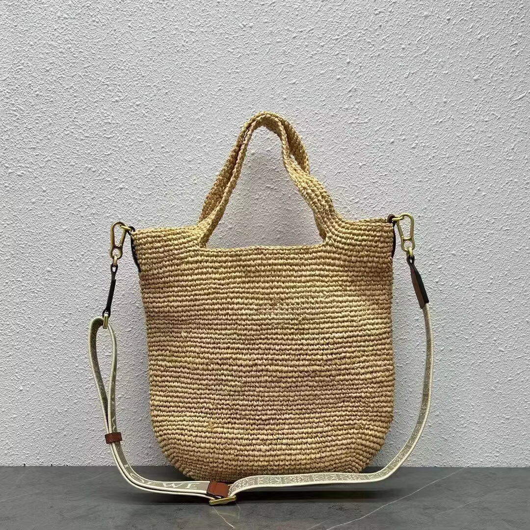 Loewe Woven Raffia Slit Mini Tote Bag 82020 Tan