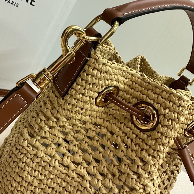 CELINE CLASSIC PANIER IN RAFFIA AND CALFSKIN 117882