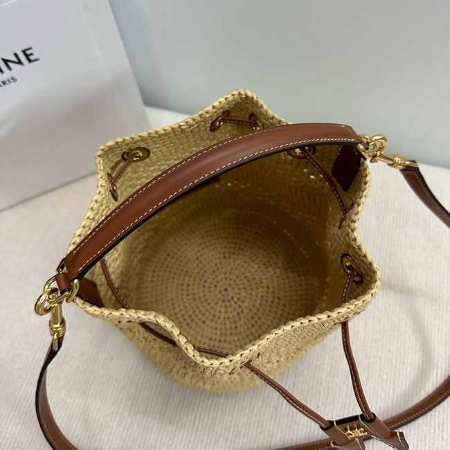 CELINE CLASSIC PANIER IN RAFFIA AND CALFSKIN 117882