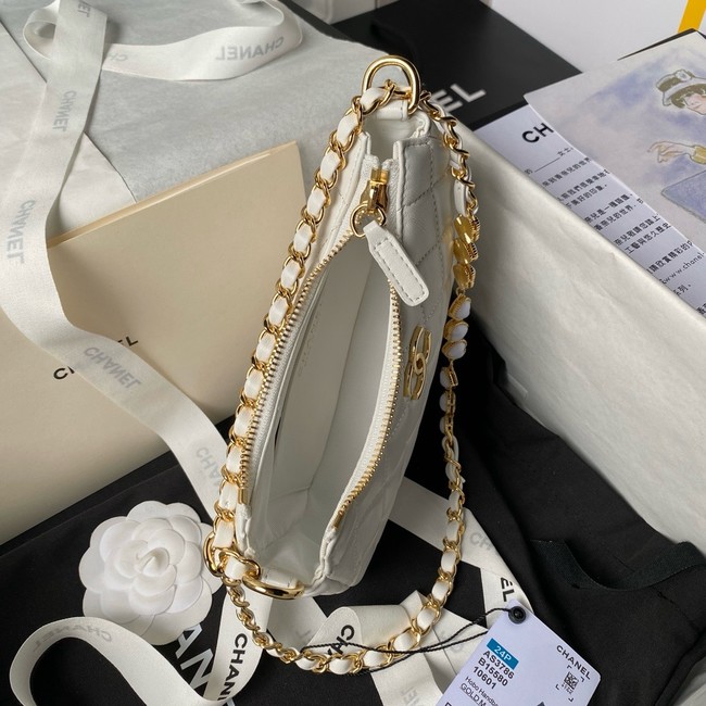 Chanel HOBO HANDBAG Lambskin & Gold-Tone Metal AS3786 white