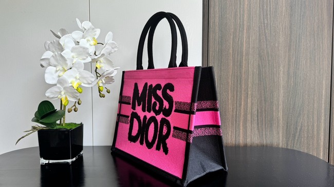 Small Dior Book Tote Two-Tone Fuchsia and Purple Miss Dior Graffiti Embroidery M1265Z