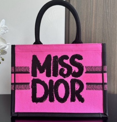 Small Dior Book Tote Two-Tone Fuchsia and Purple Miss Dior Graffiti Embroidery M1265Z