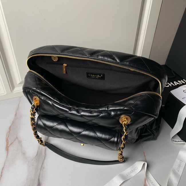 Chanel Shiny Lambskin & Gold-Tone Metal AS4812 Black