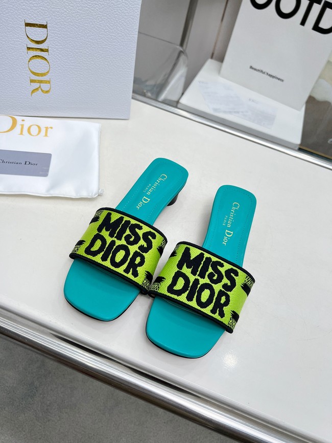 Dior Dway Heeled Slide Embroidered Cotton KCO112EZ