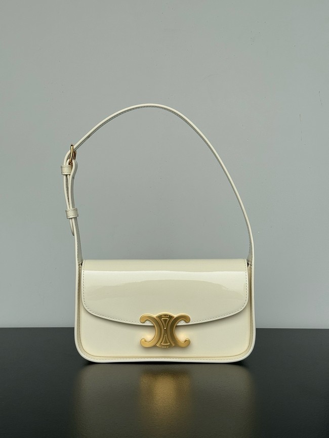 CELINE SHOULDER BAG TERENCE IN PATENT CALFSKIN 118313 white