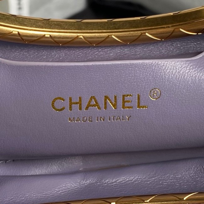 CHANEL CLUTCH Lambskin & Gold-Tone Metal AS5038 Purple