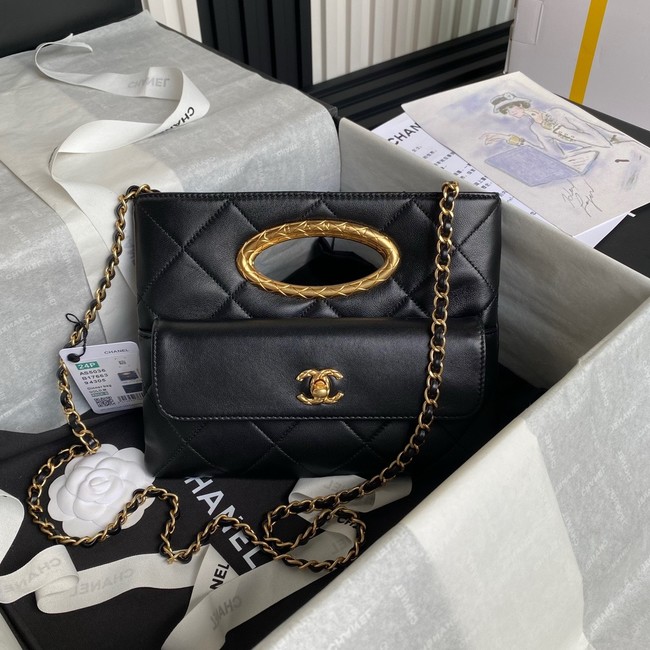 CHANEL CLUTCH Lambskin & Gold-Tone Metal AS5038 black