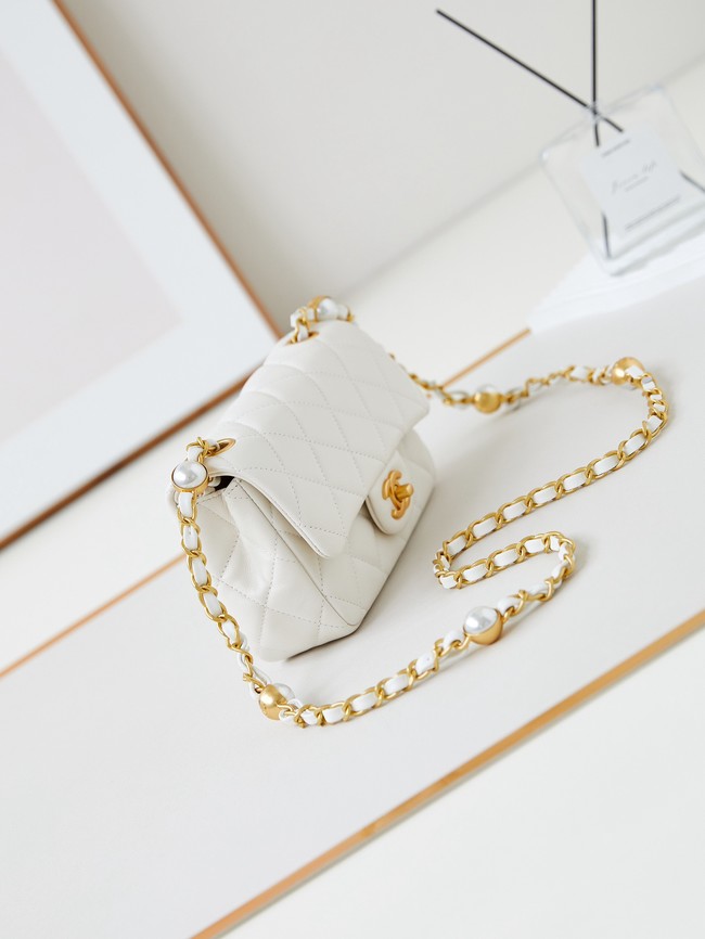 CHANEL 24B MINI FLAP BAG AS4947 White