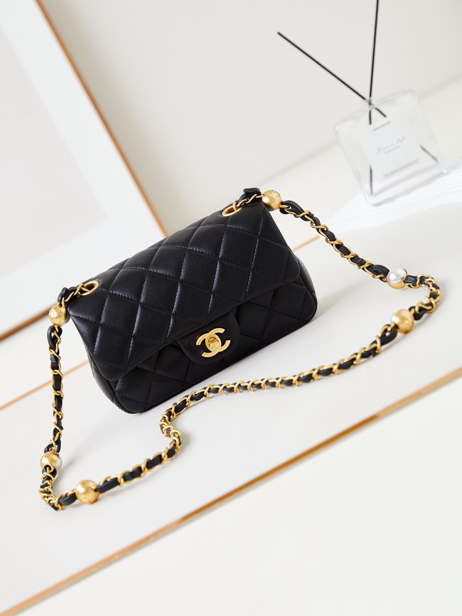 CHANEL 24B MINI FLAP BAG AS4947 black