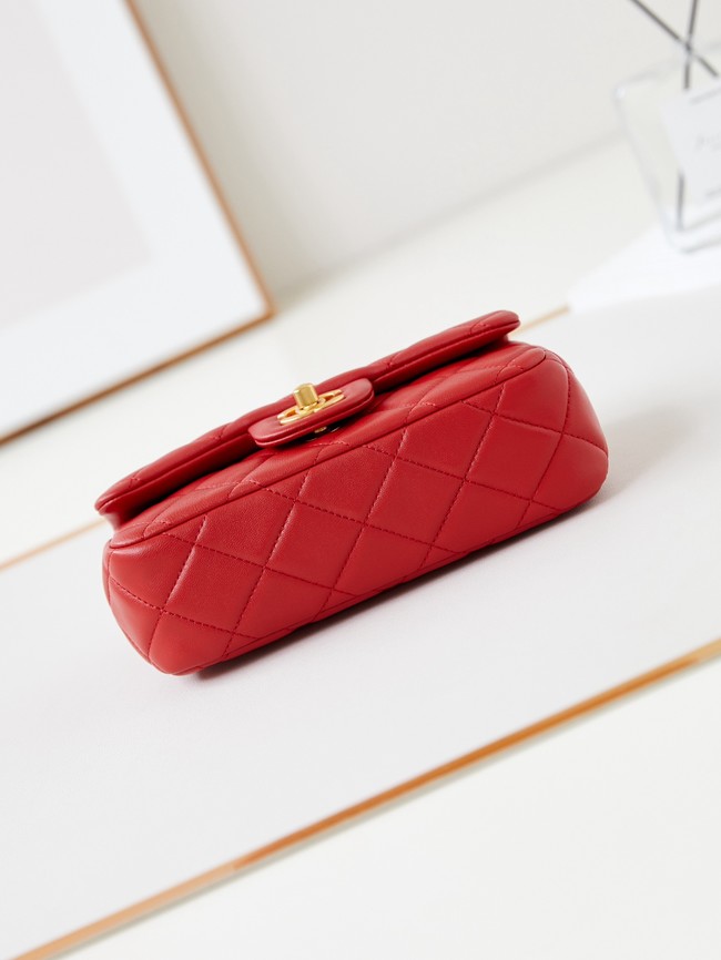 CHANEL 24B MINI FLAP BAG AS4947 red