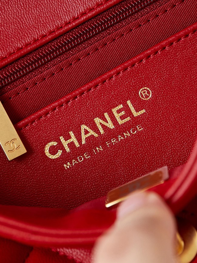 CHANEL 24B MINI FLAP BAG AS4947 red