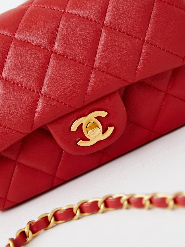 CHANEL 24B MINI FLAP BAG AS4947 red