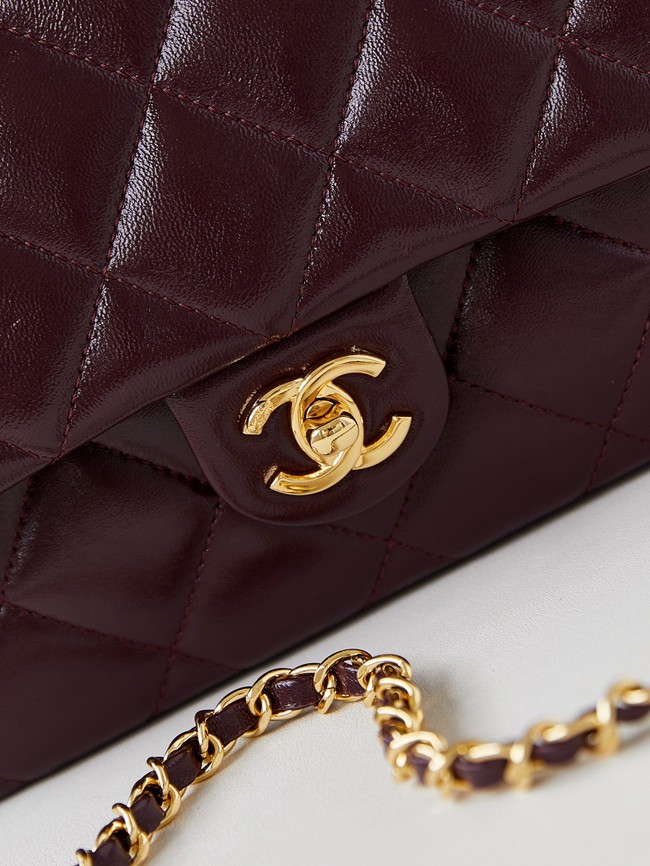 CHANEL 24B MINI FLAP BAG WITH TOP HANDLE AS5043 Burgundy