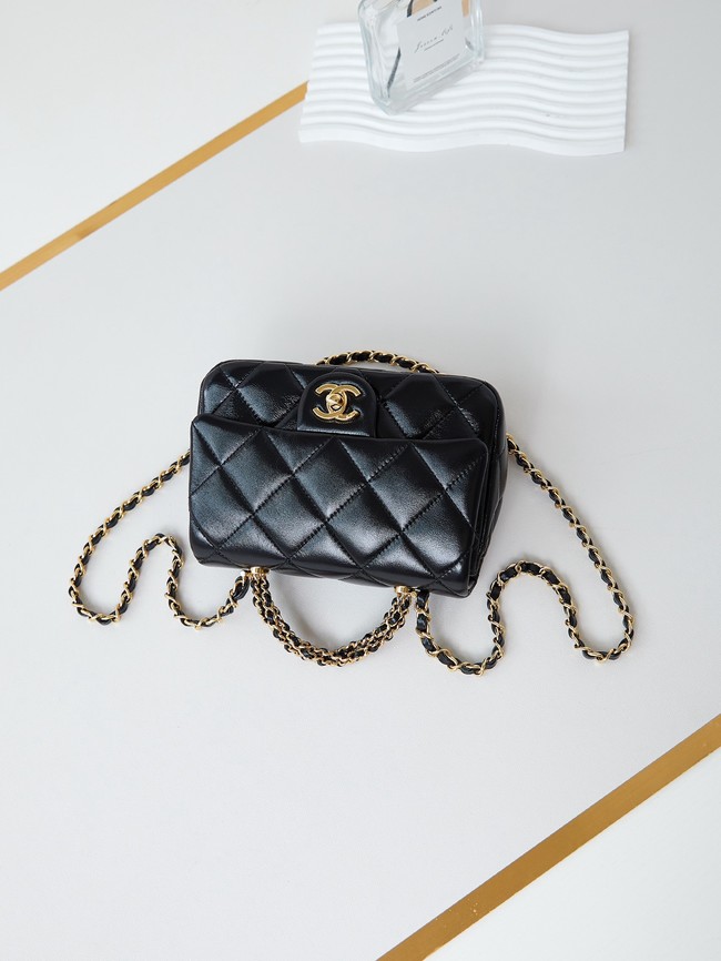 CHANEL MINI FLAP BAG WITH TOP HANDLE AS5032 Black