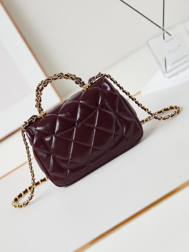 CHANEL MINI FLAP BAG WITH TOP HANDLE AS5032 Burgundy