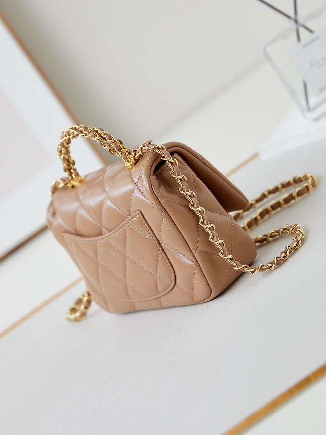 CHANEL MINI FLAP BAG WITH TOP HANDLE AS5032 Dark Beige