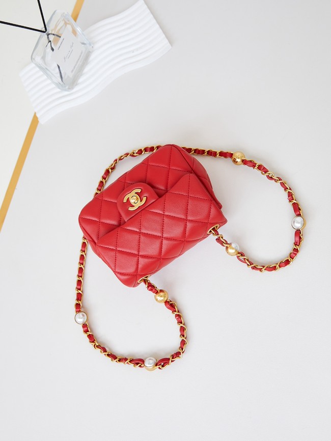 CHANEL 24B MINI FLAP BAG AS4946 red