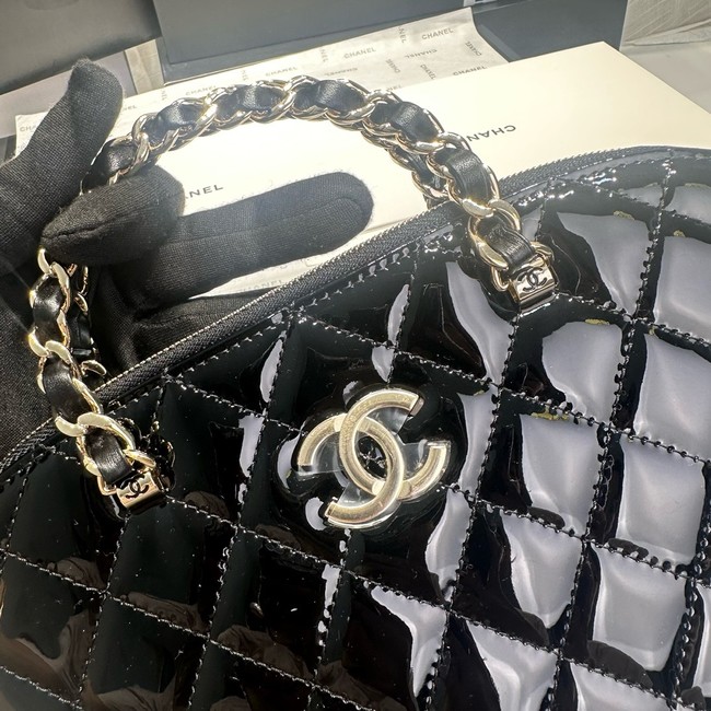 CHANEL SMALL SHOPPING BAG Patent leather AS3969 black