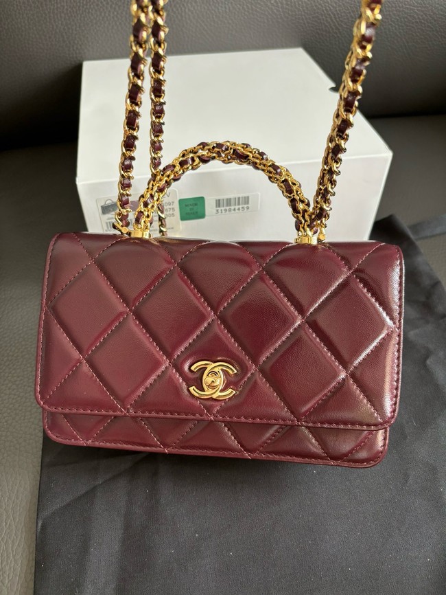 CHANEL FLAP PHONE HOLDER WITH CHAIN AP4167 Burgundy