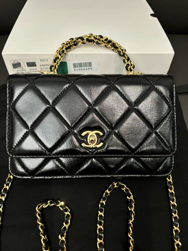 CHANEL FLAP PHONE HOLDER WITH CHAIN AP4167 black