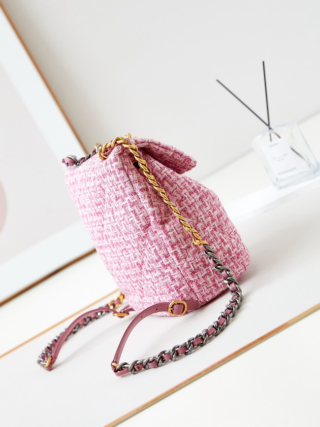 CHANEL 19 BACKPACK Wool Tweed AS4223 pink