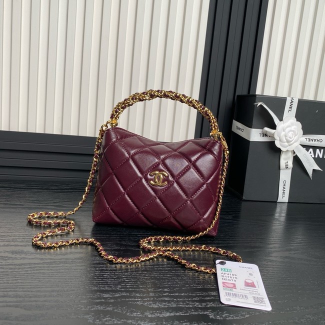 Chanel Shiny Lambskin & Gold-Tone Metal AP4189 Burgundy