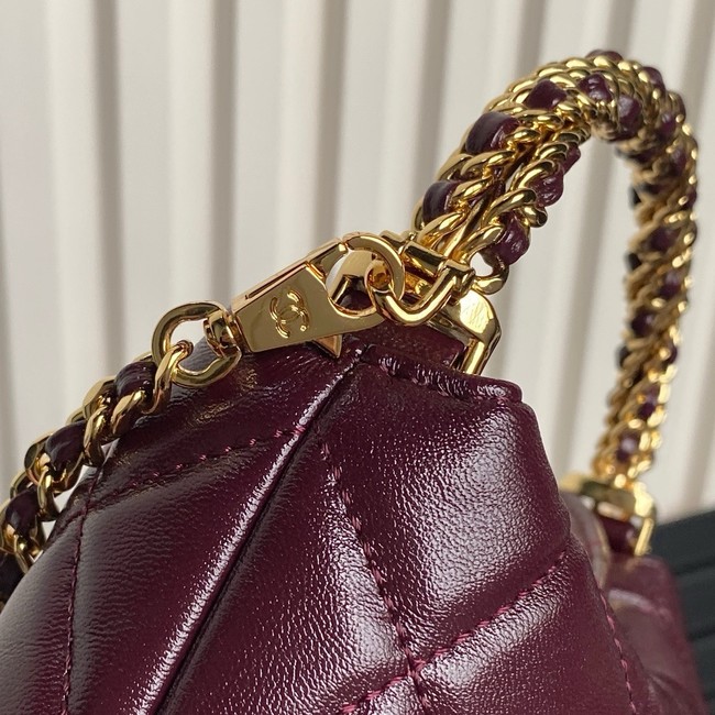 Chanel Shiny Lambskin & Gold-Tone Metal AP4189 Burgundy