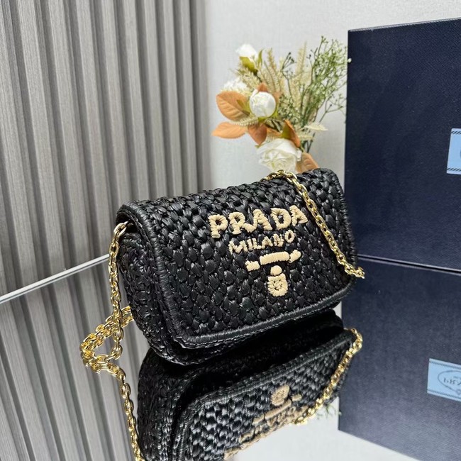 Prada Leather weave shoulder bag 1BA135 black