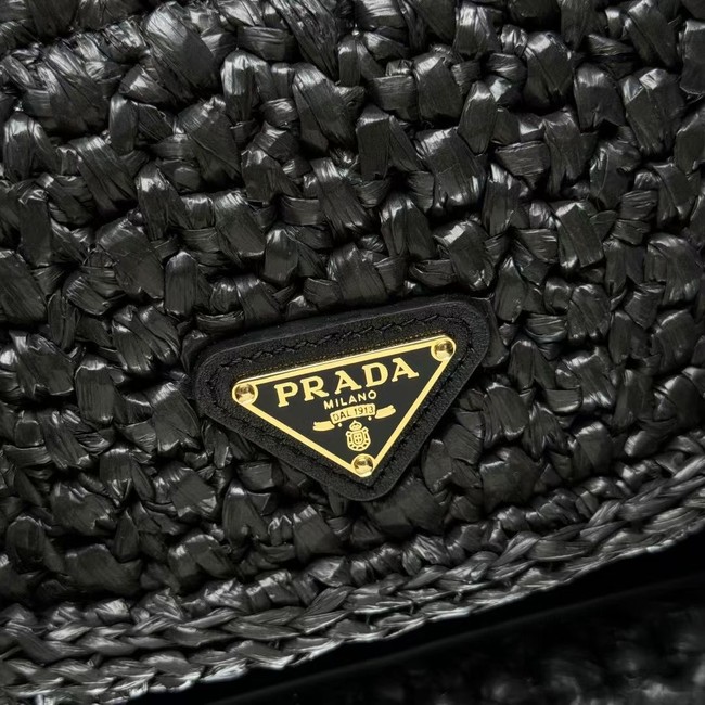 Prada Leather weave shoulder bag 1BD362 black