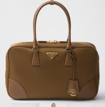 Prada Re-Edition 1978 large Re-Nylon and Saffiano leather two-handle bag 1BB114 Cocoa Brown