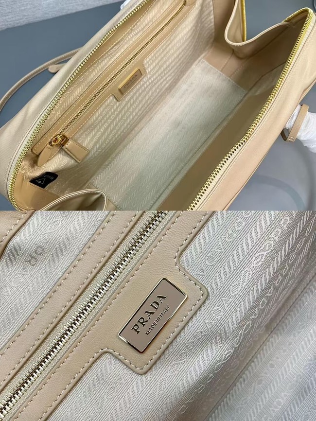 Prada Re-Edition 1978 large Re-Nylon and Saffiano leather two-handle bag 1BB114 Beige