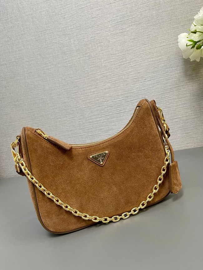 Prada Re-Edition suede mini-bag 1BC204 Cocoa Brown