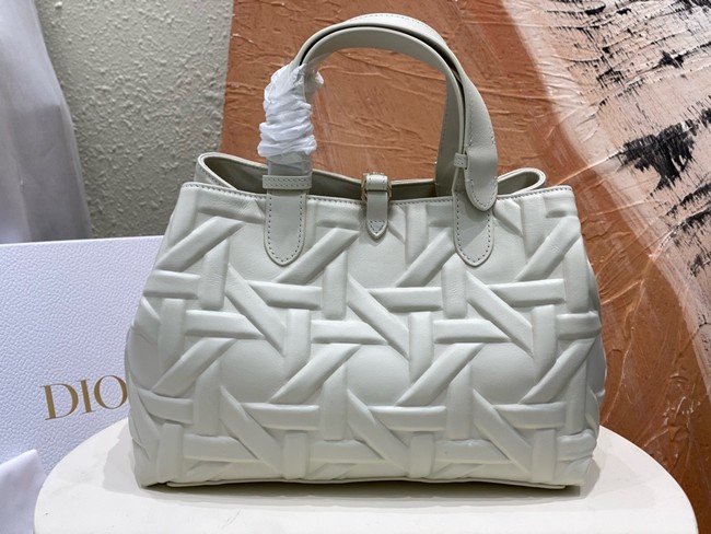 Medium Dior Toujours Bag Rope Graphic Cannage M2821OSIY white