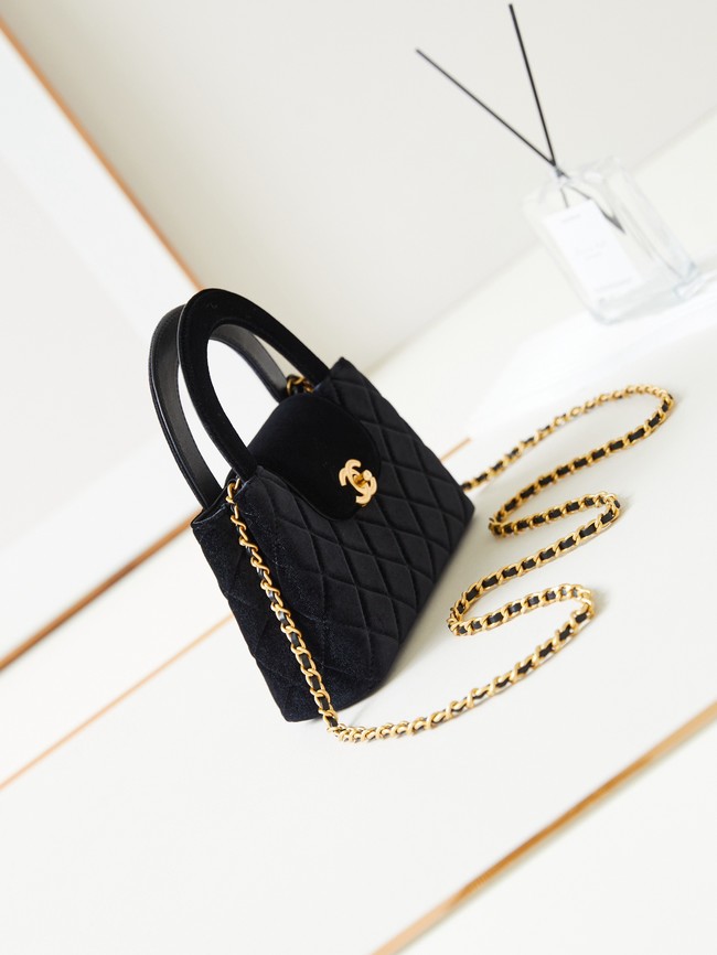 Chanel MINI SHOPPING BAG Velvet & Gold-Tone Metal AS4416 Black