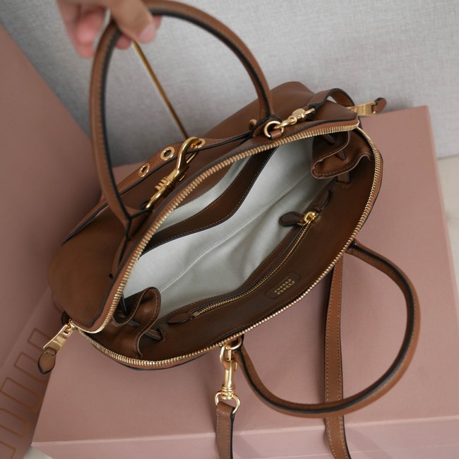 MIU MIU Leather Handle Bag 5BB168 brown