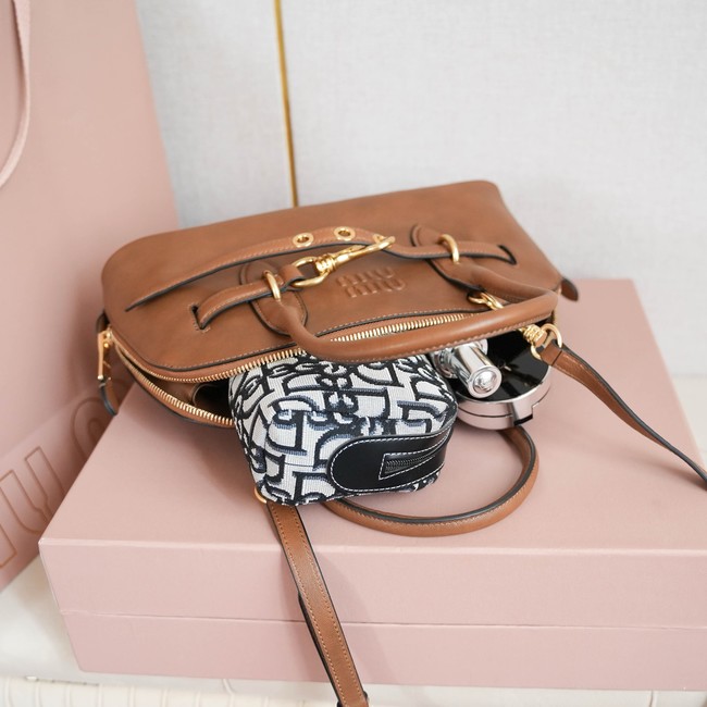 MIU MIU Leather Handle Bag 5BB168 brown