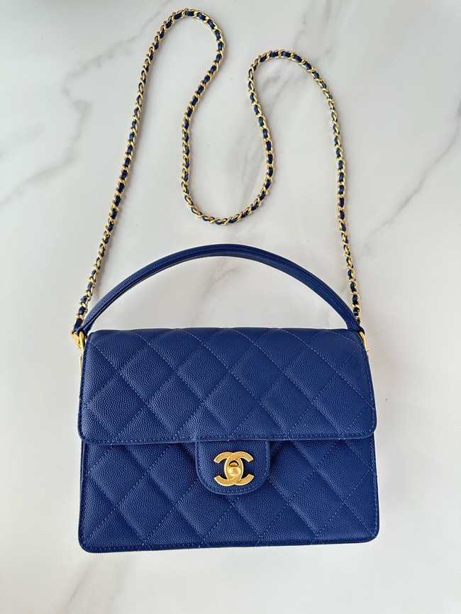 Chanel FLAP BAG WITH TOP HANDLE AS5166 Navy Blue