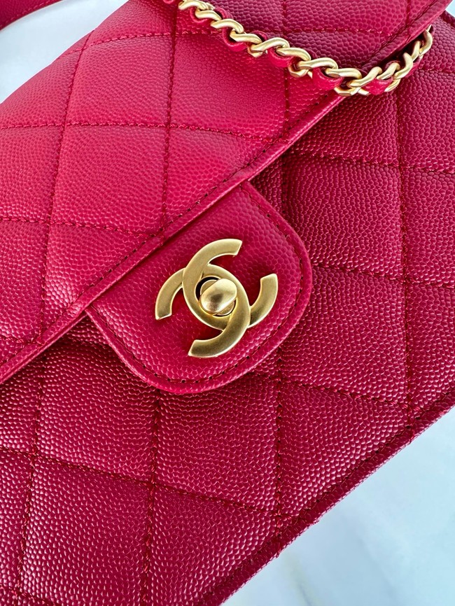 Chanel FLAP BAG WITH TOP HANDLE AS5166 red