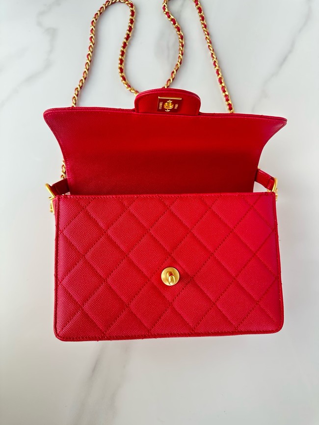 Chanel FLAP BAG WITH TOP HANDLE AS5166 red