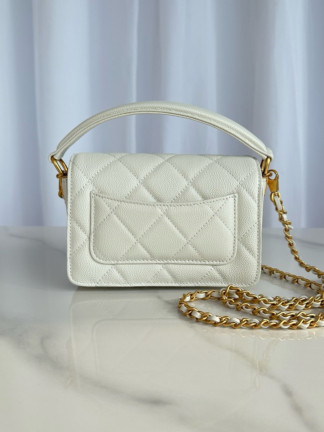 Chanel MINI FLAP BAG WITH TOP HANDLE AS5164 white