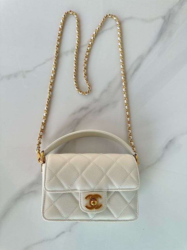 Chanel MINI FLAP BAG WITH TOP HANDLE AS5164 white