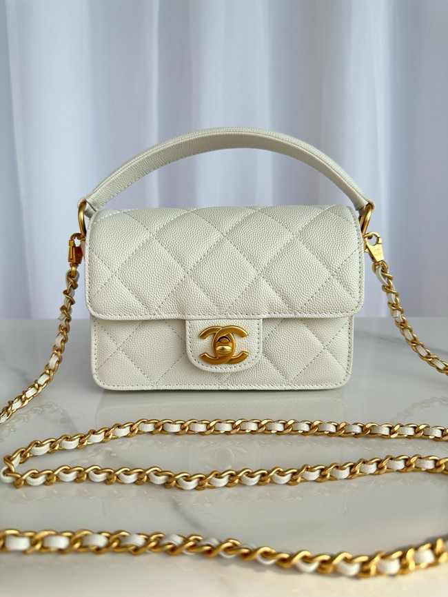 Chanel MINI FLAP BAG WITH TOP HANDLE AS5164 white