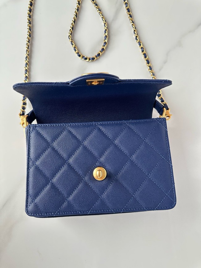 Chanel MINI FLAP BAG WITH TOP HANDLE AS5165 Navy Blue