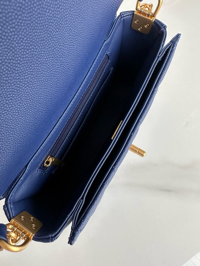 Chanel MINI FLAP BAG WITH TOP HANDLE AS5165 Navy Blue