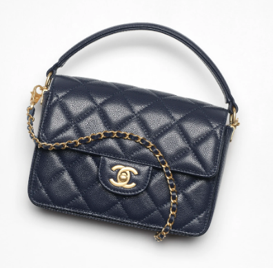 Chanel MINI FLAP BAG WITH TOP HANDLE AS5165 Navy Blue