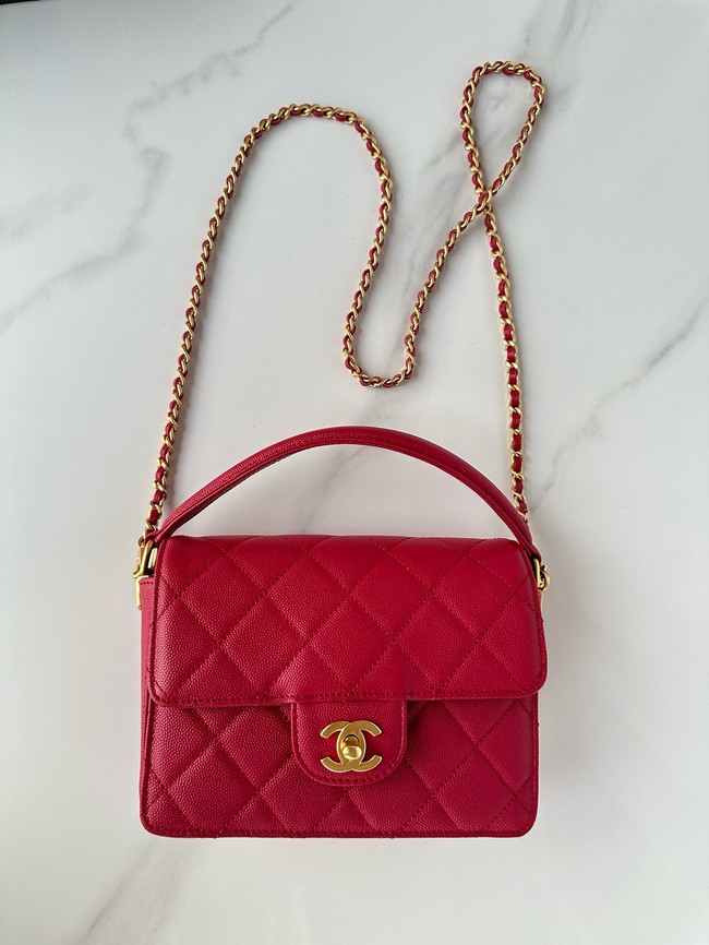 Chanel MINI FLAP BAG WITH TOP HANDLE AS5165 red