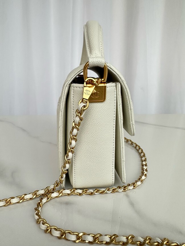 Chanel MINI FLAP BAG WITH TOP HANDLE AS5165 white