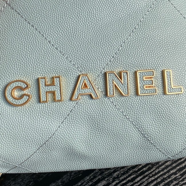 CHANEL 22 MINI HANDBAG Grained Calfskin AS3980 sky blue