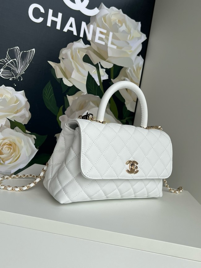 Chanel FLAP BAG WITH TOP HANDLE A92990 white