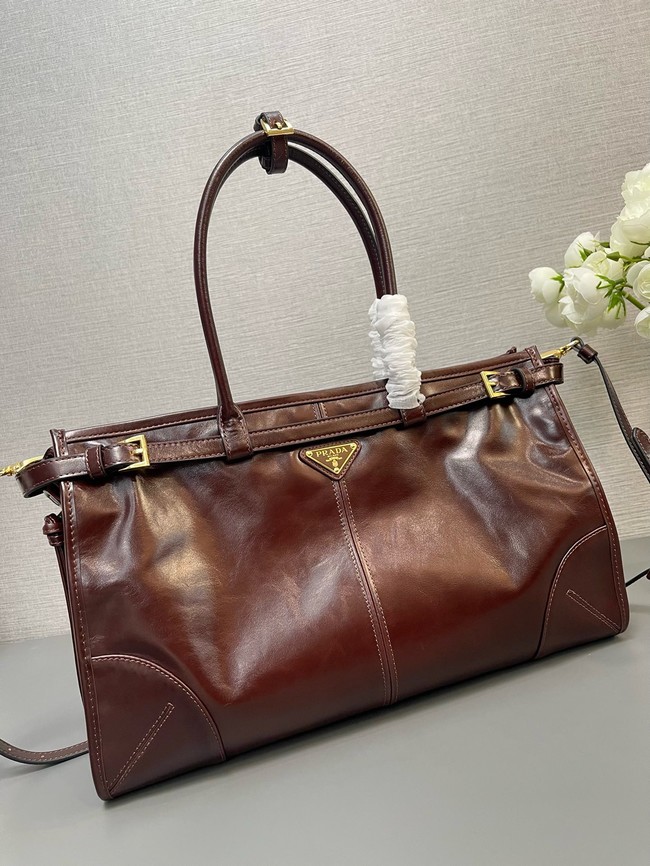 Prada Large leather handbag 1BA433 Cocoa Brown